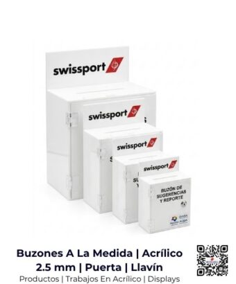 Buzones fabricados a la medida en acrílico de 2.5 mm con puerta y llavín de seguridad, San José, Costa Rica.
