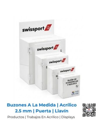 Buzones fabricados a la medida en acrílico de 2.5 mm con puerta y llavín de seguridad, San José, Costa Rica.