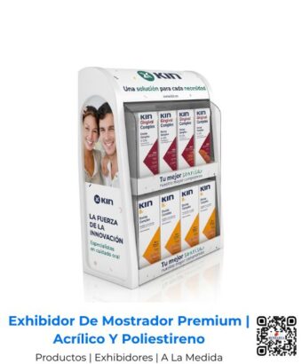 Exhibidor de mostrador premium con diseño exclusivo en acrílico y poliestireno de alta resolución. Calidad superior y acabados de lujo fabricados por Romarsa para Costa Rica y Centroamérica.