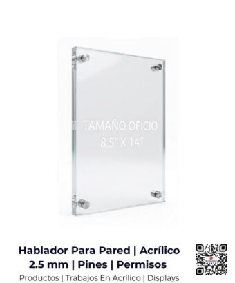 Hablador de pared con pines ideal para permisos, fabricado en acrílico de 2.5 mm, San José, Costa Rica.