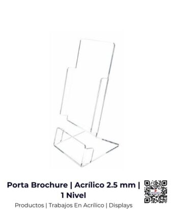 Porta brochure de 1 nivel fabricado en acrílico transparente de 2.5 mm, San José, Costa Rica.