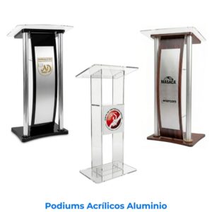 Romarsa Podiums Acrílicos-Aluminio. Tres Versiones. Transparente, Negro, Café. Imágen E Commerce Romarsa en San José, Costa Rica.