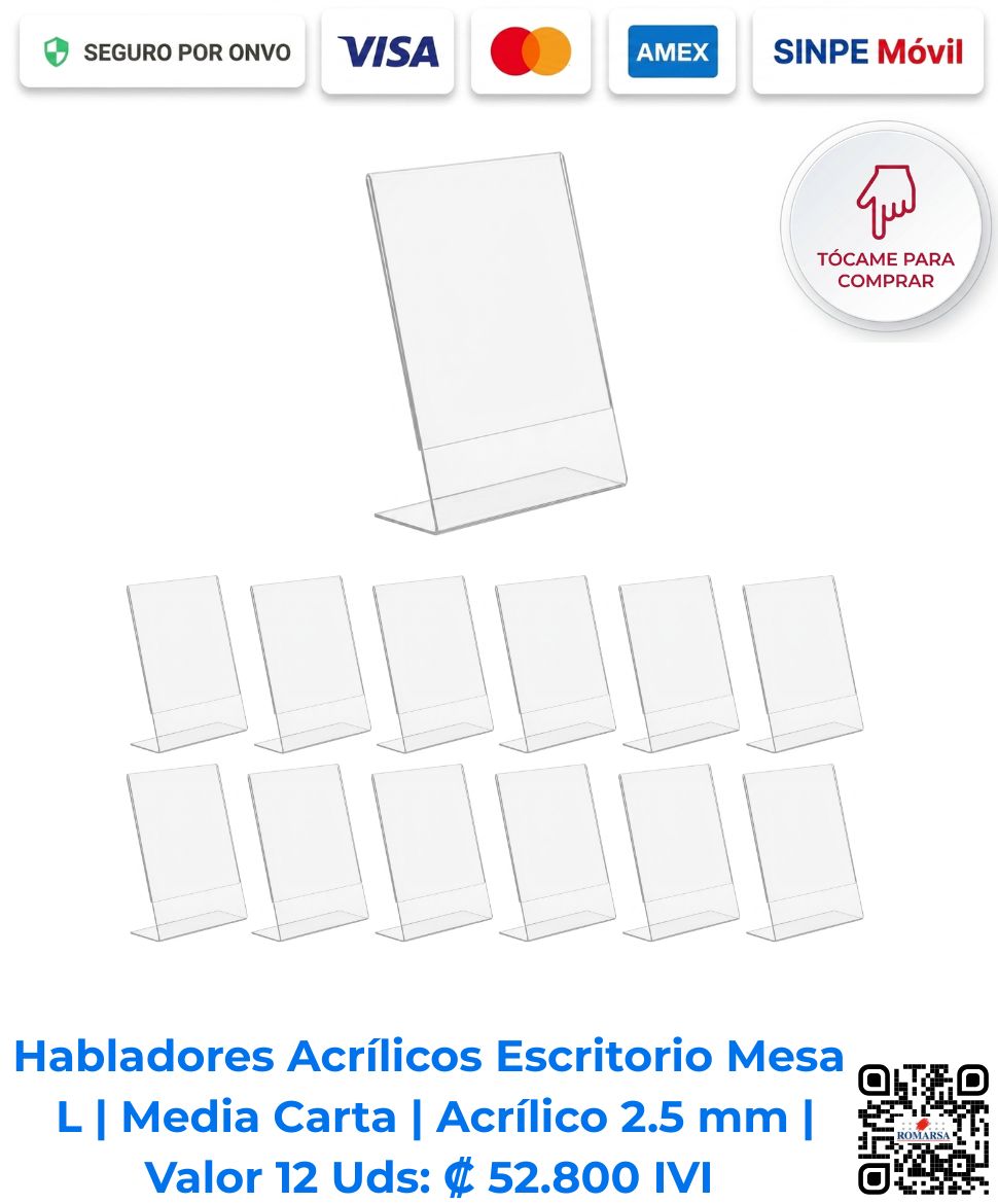 romarsa-habladores-acrilicos-escritorio-mesa-l-14x22-cm-paquete-12-unidades-san-jose-costa-rica-e-commerce Habladores Acrílicos Escritorio Mesa L 14x22 cm Paquete De 12 Unidades Para Exposición De Afiches Y Promociones San José Costa Rica.