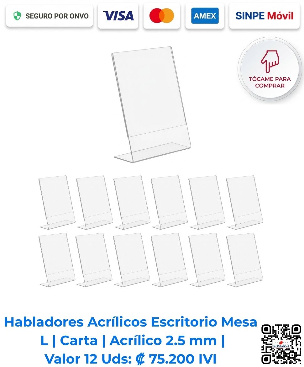 romarsa-habladores-acrilicos-escritorio-mesa-l-22x28-cm-paquete-12-unidades-san-jose-costa-rica-e-commerce Habladores Acrílicos Escritorio Mesa L 22x28 cm. Paquete De 12 Unidades Para Carteles Y Anuncios De Escritorio San José Costa Rica.