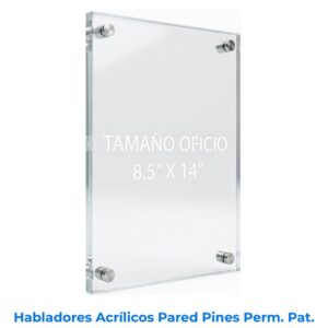 Habladores acrílicos para pared 22 x 35 con pines. Ideales para colocar permisos, patentes o títulos en general. Disponibles para compra en línea en Romarsa Costa Rica