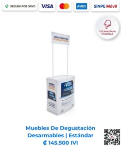 Mueble de degustación desarmable "Estándar" con impresión full color a 1440 DPI (Calidad Fotográfica) para eventos publicitarios en Costa Rica. Imagen E Commerce Romarsa en San José, Costa Rica.
