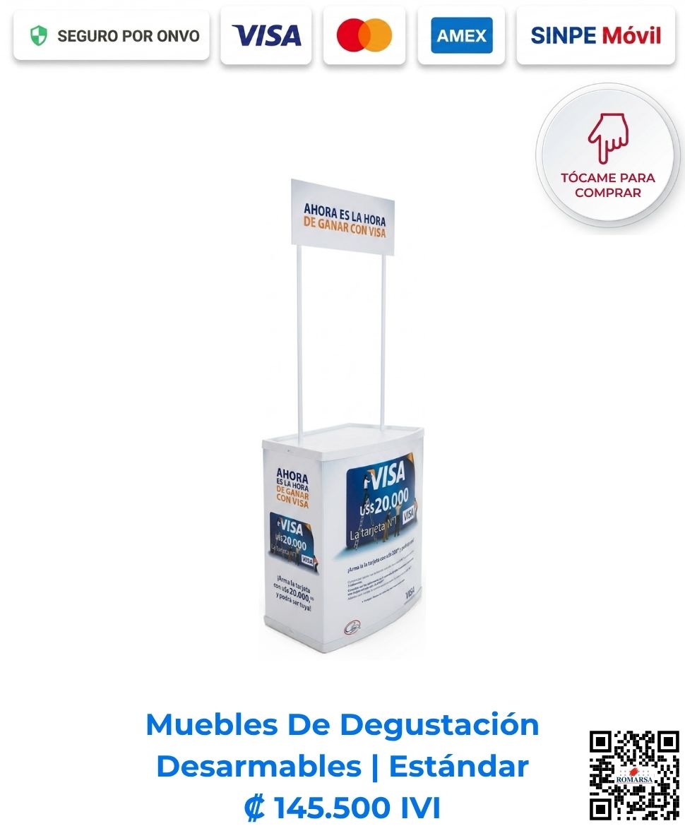 romarsa-muebles-de-degustacion-desarmables-estandar-san-jose-costa-rica-e-commerce Mueble de degustación desarmable "Estándar" con impresión full color a 1440 DPI (Calidad Fotográfica) para eventos publicitarios en Costa Rica. Imagen E Commerce Romarsa en San José, Costa Rica.