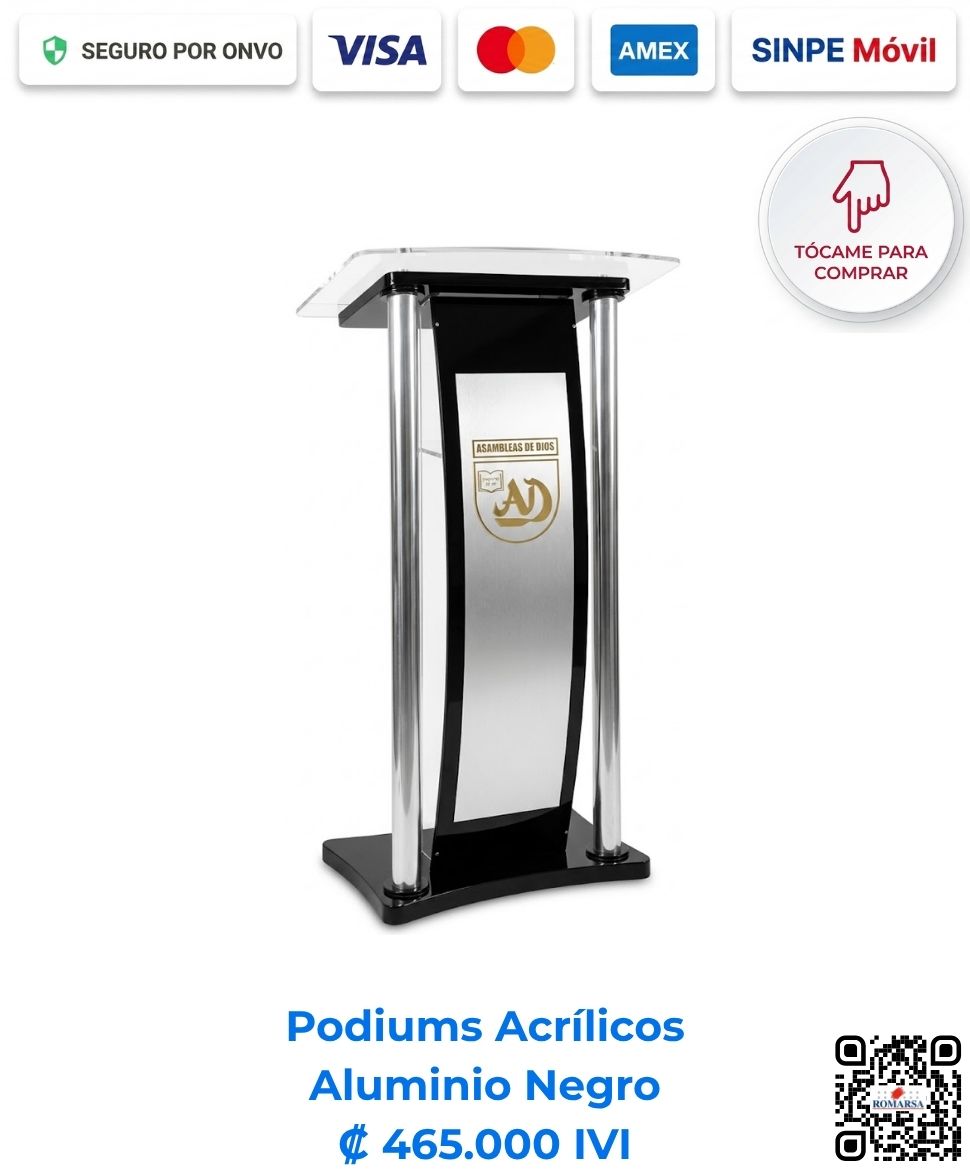 romarsa-podium-podio-acrilico-aluminio-negro-san-jose-costa-rica-e-commerce Podium o podio versión premium de acrílico y aluminio acabado negro para iglesias, salas de conferencias y charlas. Imagen E Commerce Romarsa en San José, Costa Rica.