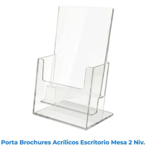 Porta brochures acrílicos escritorio mesa 2 niveles 2.5 mm. Ideales para ferias de empleo y bienes raíces. Disponibles para compra en línea en Romarsa San José Costa Rica