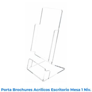 Porta brochures acrílicos escritorio mesa un nivel 2.5 mm. Ideales para exhibición en escritorio y eventos visuales. Disponibles para compra en línea en Romarsa San José Costa Rica