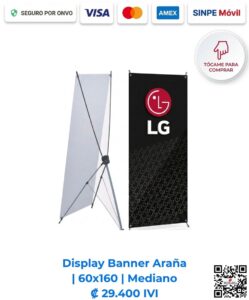Display Banner Araña 60x160 Mediano. Ideal para exhibición publicitaria y eventos. Estructura liviana y fácil de armar. Compra en línea, pago seguro en Romarsa Costa Rica.