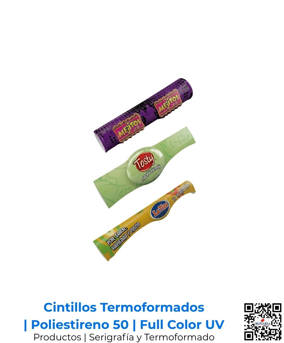 Cintillos termoformados de alta resistencia para góndola premium fabricados en poliestireno calibre 50 con impresión digital directa, diseñados para una rotulación estructural de estantería de alto impacto en San José, Costa Rica y Centroamérica.
