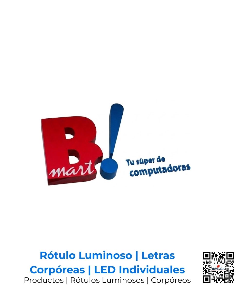 Rótulo corpóreo luminoso con letras individuales y retroiluminación LED de bajo consumo; publicidad exterior premium instalada por Romarsa en Costa Rica.